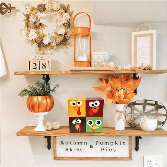 Fall Table Decor Turkey Sign - 4 Pcs Turkey Centerpieces for Table Fall Wooden - Picture 4 of 8